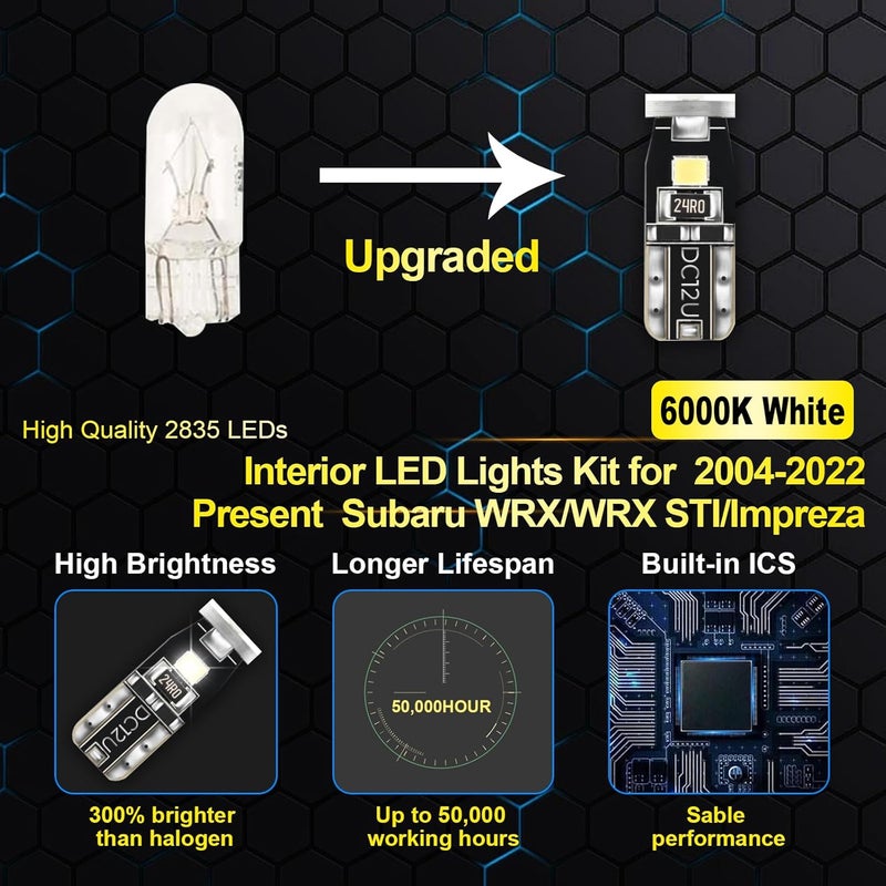 EASY EAGLE LED Interior Car Lights for WRX/WRX-STI/Impreza-2004-2022: 8 Piece Kit White LED Light Bulbs - Super Bright 6000K + Install Tool - Image 4